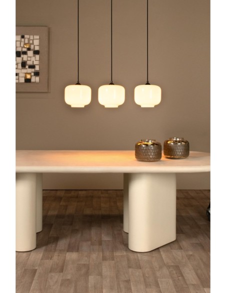 Medine de Lucide - Suspension Led métal noir verre opalin 3xE27