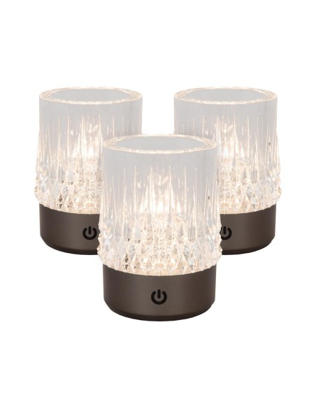Lot de 3 Lampes de table autonomes  anthracite - Lucide - Lily