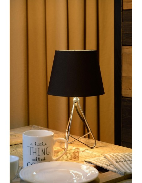 Lucide - Gitta - Lampe de table Diam. 17 cm 1xE14 chrome et noir