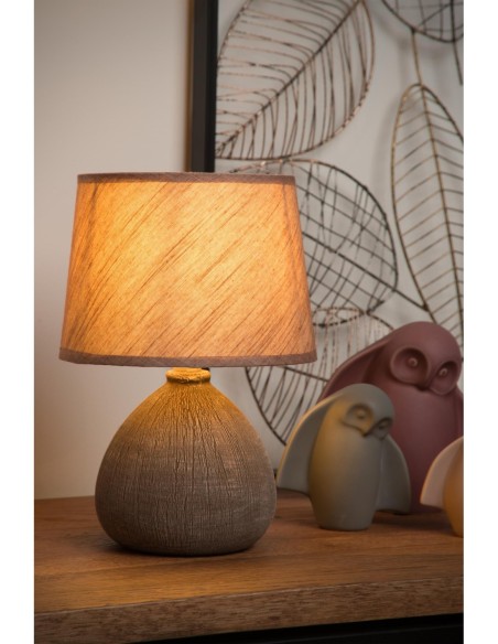 Ramzi - Lucide - Lampe de table Diam. 18 cm 1xE14  taupe