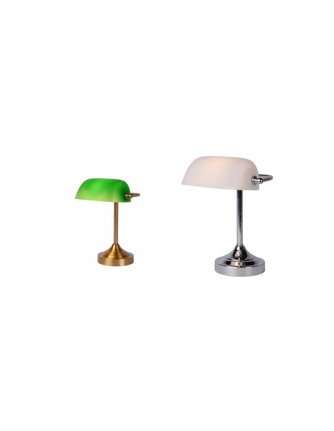 Lampe de banquiers Table Vert, Blanc, Lampe de bureau en verre de banquier