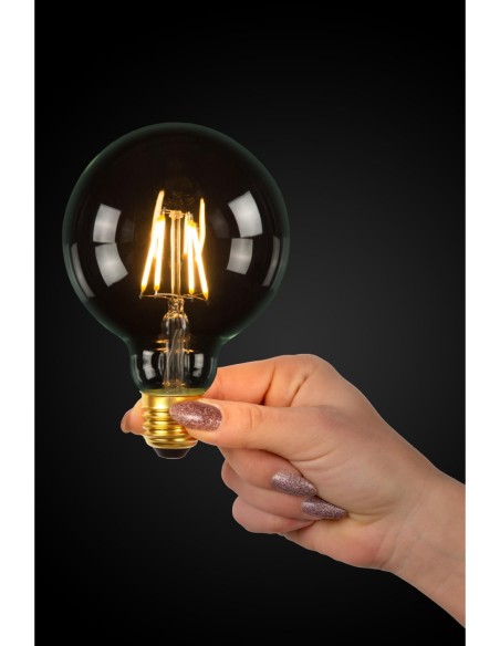 Ampoule filament Diam. 9,5 cm LED Dim. E27 1x7W 2700K Transparent - Lucide - G95 Class B
