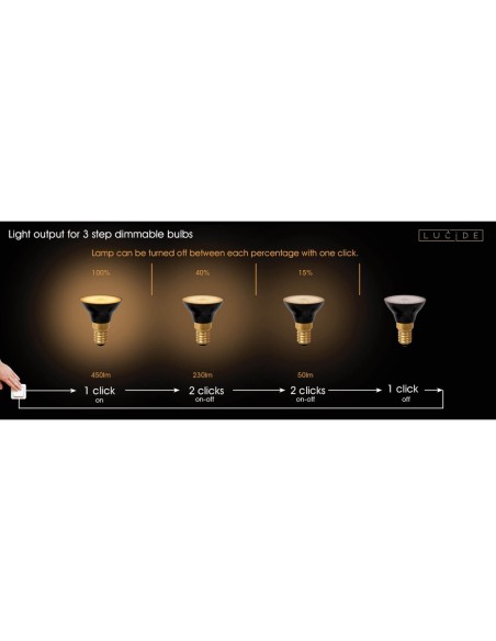 Ampoule led Diam. 4,3 cm LED 3 StepDim E14 1x5W 2700K Noir - Lucide - G45