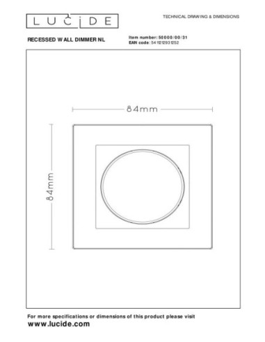 Variateur mural Lucide - dessin technique