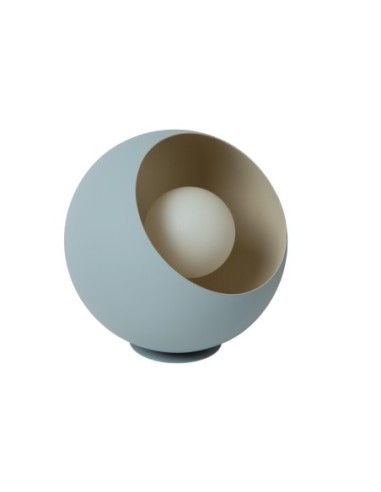 Lampe de table forme boule bleu pastel culot E27 métal cordon textile - Lucide - Doredos