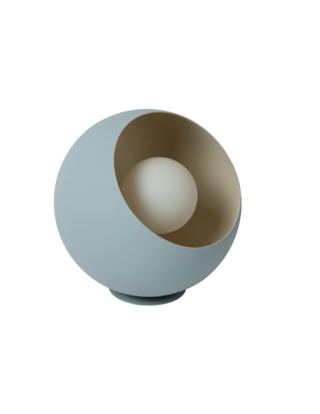 Lampe de table forme boule bleu pastel culot E27 métal cordon textile - Lucide - Doredos