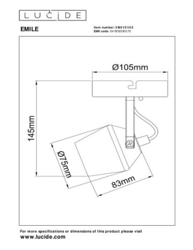 Plafonnier Diam. 10,5 cm 1xGU10 8 W Or Mat / Laiton - Lucide - Emile