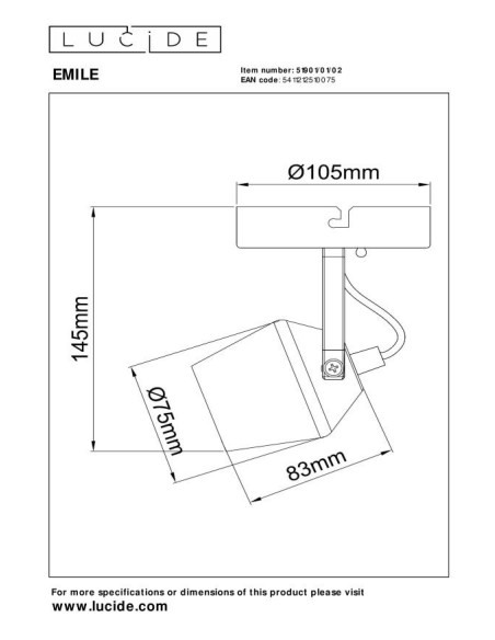 Plafonnier Diam. 10,5 cm 1xGU10 8 W Or Mat / Laiton - Lucide - Emile