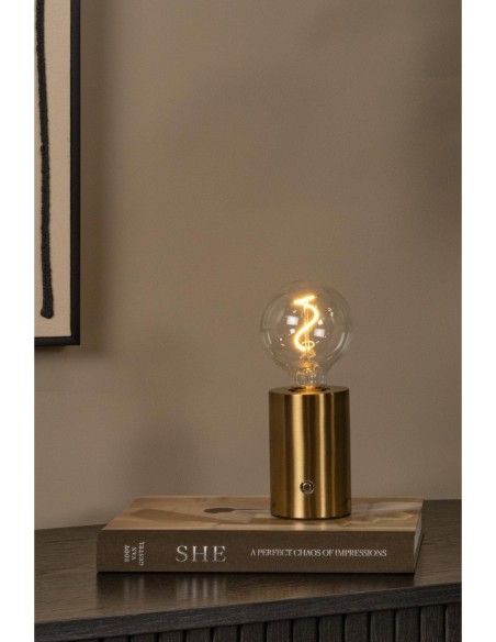 Lampe de table Diam. 8 cm LED  E27 1x1W 2700K Or Mat / Laiton - Lucide - Vivo