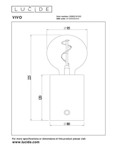 Lampe de table Diam. 8 cm LED  E27 1x1W 2700K Or Mat / Laiton - Lucide - Vivo