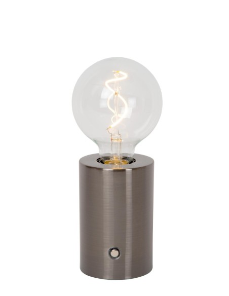 Lampe de table Diam. 8 cm LED Dim. E27 1x1W 2700K Gris - Lucide - Vivo