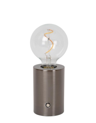 Lampe de table Diam. 8 cm LED Dim. E27 1x1W 2700K Gris - Lucide - Vivo