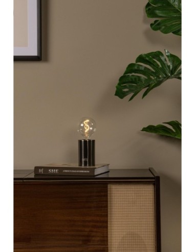 Lampe de table Diam. 8 cm LED Dim. E27 1x1W 2700K Gris - Lucide - Vivo