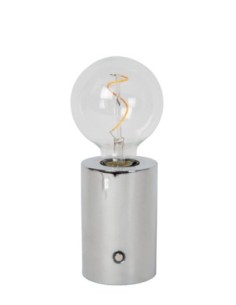 Lampe de table Diam. 8 cm LED Dim. E27 1x1W 2700K Chrome - Lucide - Vivo 2