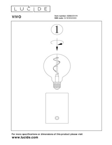 Lampe de table Diam. 8 cm LED Dim. E27 1x1W 2700K Chrome - Lucide - Vivo