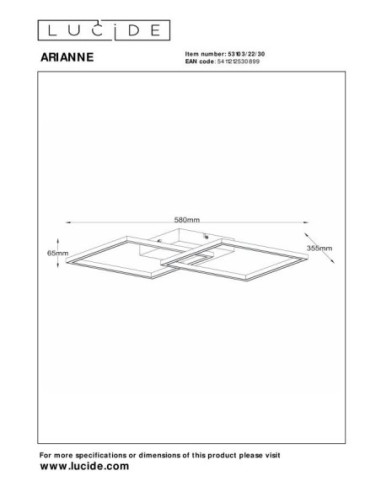 Plafonnier LED CCT 1x23W 2700K/4000K 950 Lm Noir- Lucide - Arianne
