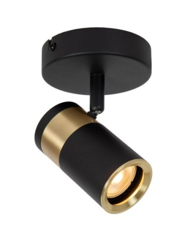 Plafonnier orientable 1xGU10 noir Mat / Laiton - Lucide - Gorik