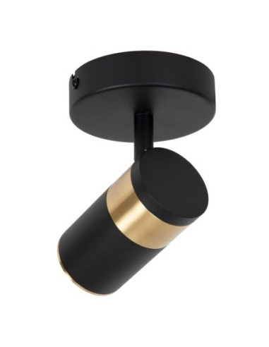 Gorik de  Lucide - Plafonnier orientable 1xGU10 noir Mat / Laiton