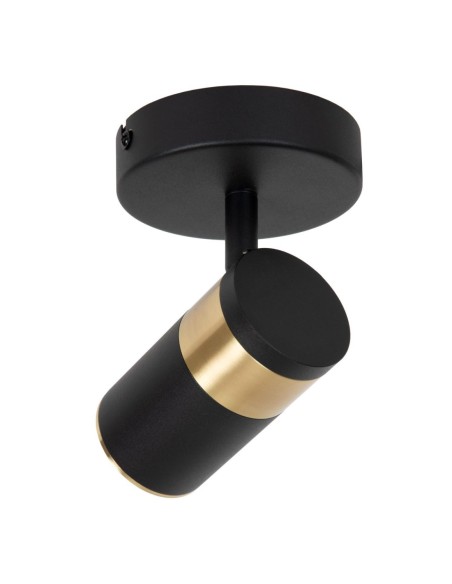 Gorik de  Lucide - Plafonnier orientable 1xGU10 noir Mat / Laiton