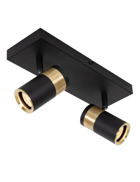 Lucide - Gorik - Plafonnier orientable 2xGU10 noir Mat / Laiton