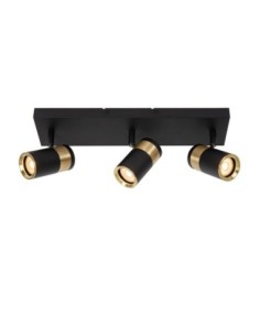 Plafonnier orientable 3xGU10 noir Mat / Laiton - Lucide - Gorik
