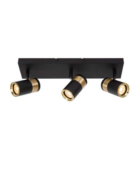 Plafonnier orientable 3xGU10 noir Mat / Laiton - Lucide - Gorik