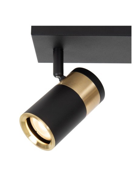 Gorik de Lucide - Plafonnier orientable 3xGU10 noir Mat / Laiton