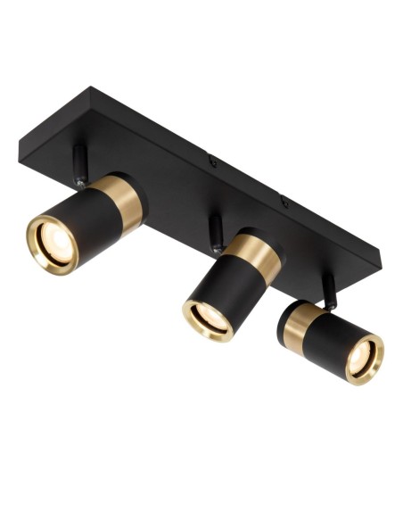 Lucide - Gorik - Plafonnier orientable 3xGU10 noir Mat / Laiton