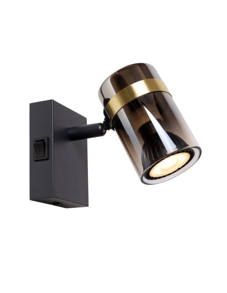 Applique murale 40 W 1xGU10 Verre Fumé et Noir - Lucide - UPTON
