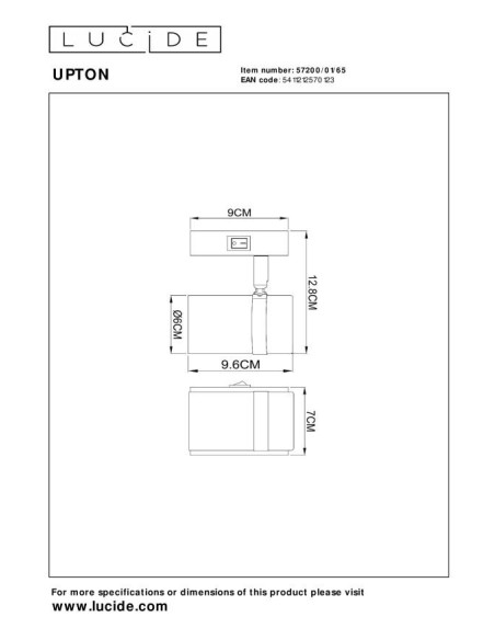 Applique murale 40 W 1xGU10 Verre Fumé et Noir - Lucide - UPTON