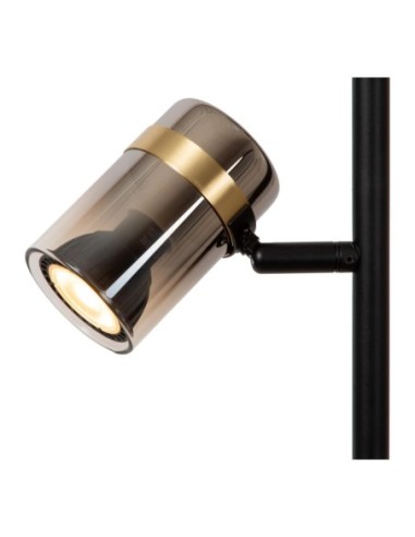 Lampadaire 40W  3xGU10 Verre Fumé et Noir - Lucide - UPTON