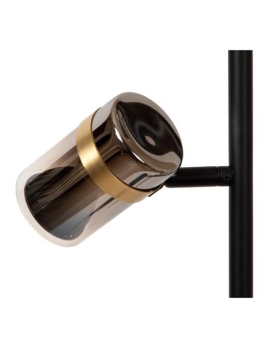 Lampadaire 40W  3xGU10 Verre Fumé et Noir - Lucide - UPTON