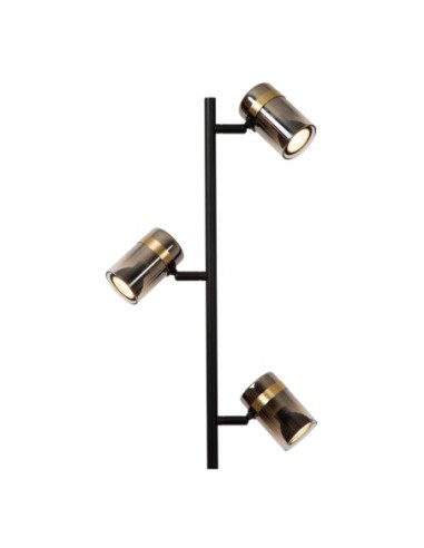 Lampadaire 40W  3xGU10 Verre Fumé et Noir - Lucide - UPTON