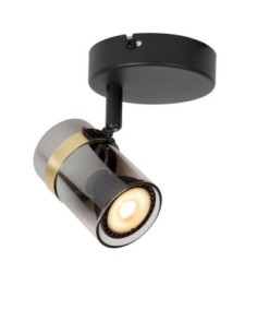 Plafonnier Led 40W 1xGU10 Verre Fumé & Noir - Lucide - UPTON