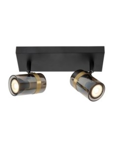 Plafonnier Led 40 W 2xGU10 Verre Fumé et Noir - Lucide -UPTON