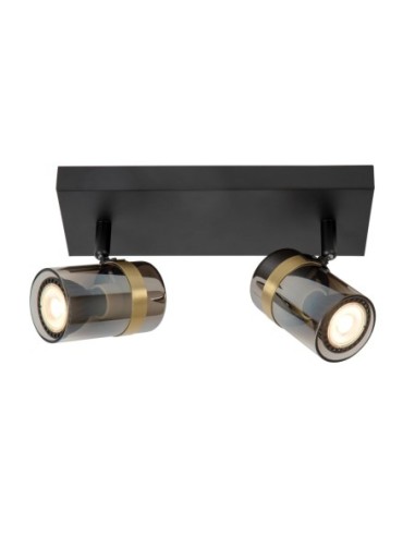 Plafonnier Led 40 W 2xGU10 Verre Fumé et Noir - Lucide -UPTON