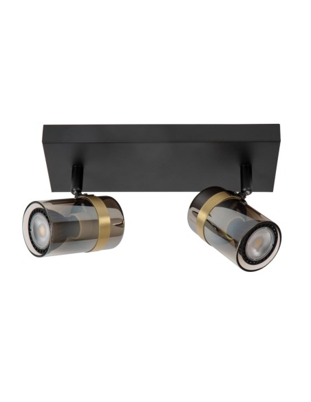 Plafonnier Led 40 W 2xGU10 Verre Fumé et Noir - Lucide -UPTON