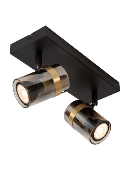 Plafonnier Led 40 W 2xGU10 Verre Fumé et Noir - Lucide -UPTON