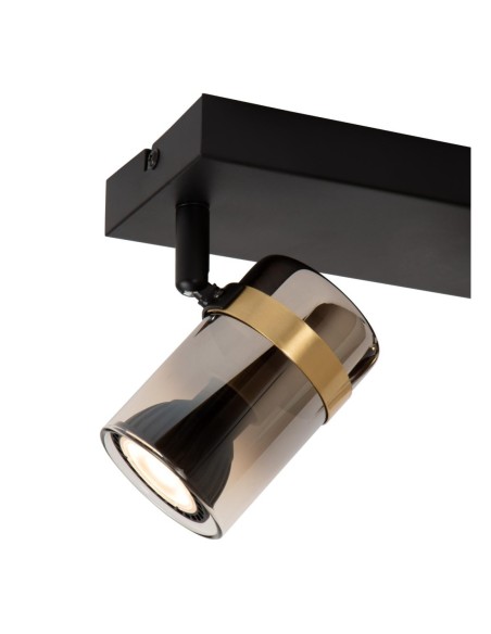 Plafonnier Led 40 W 2xGU10 Verre Fumé et Noir - Lucide -UPTON