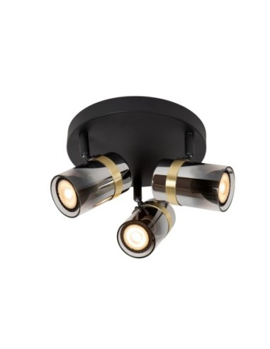 Plafonnier Led diam 31cm 3xGU10 Verre Fumé - Lucide - UPTON