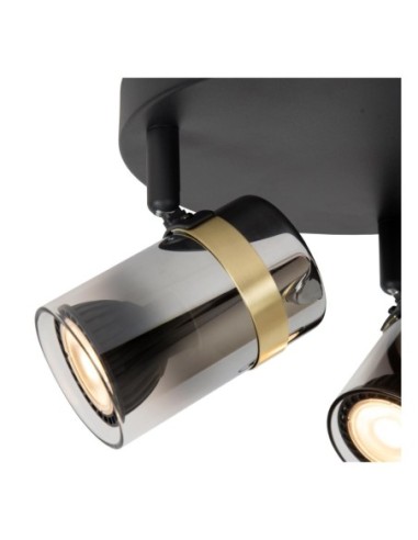 Plafonnier Led diam 31cm 3xGU10 Verre Fumé - Lucide - UPTON