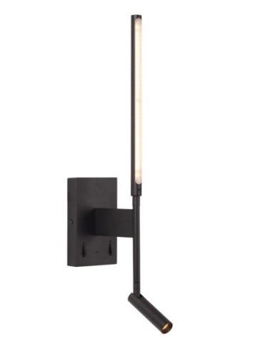 Lucide - Finan - Applique murale rotative + port USB + liseuse noire