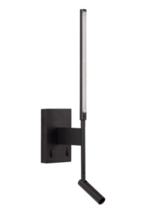 Lucide - Finan - Applique murale rotative + port USB + liseuse noire 2