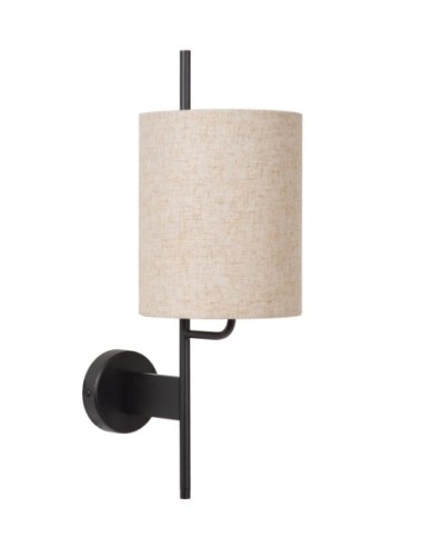 Applique murale métal noir abat-jour lin - E27 - Lucide  - Magic - avec prise USB