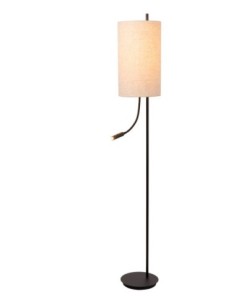 Lampadaire métal noir abat-jour lin + liseuse - E27 - Lucide  - Magic