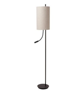 Lampadaire métal noir abat-jour lin + liseuse - E27 - Lucide  - Magic 2