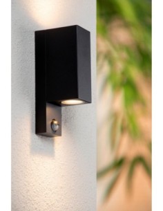 Applique murale rectangulaire détecteur IR 2xGU10 noire - Lucide - Zaro 2