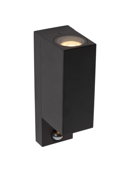 Lucide - Zaro - Applique murale rectangulaire détecteur IR 2xGU10 noire  - éclairage haut/bas