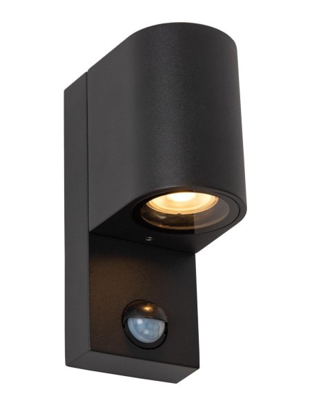 Applique murale cylindrique détecteur IR 1xGU10 noire - Lucide - Zaro