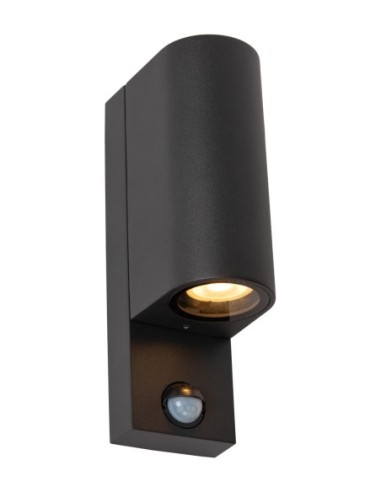 Applique murale cylindrique détecteur IR 2xGU10 noire - Lucide - Zaro